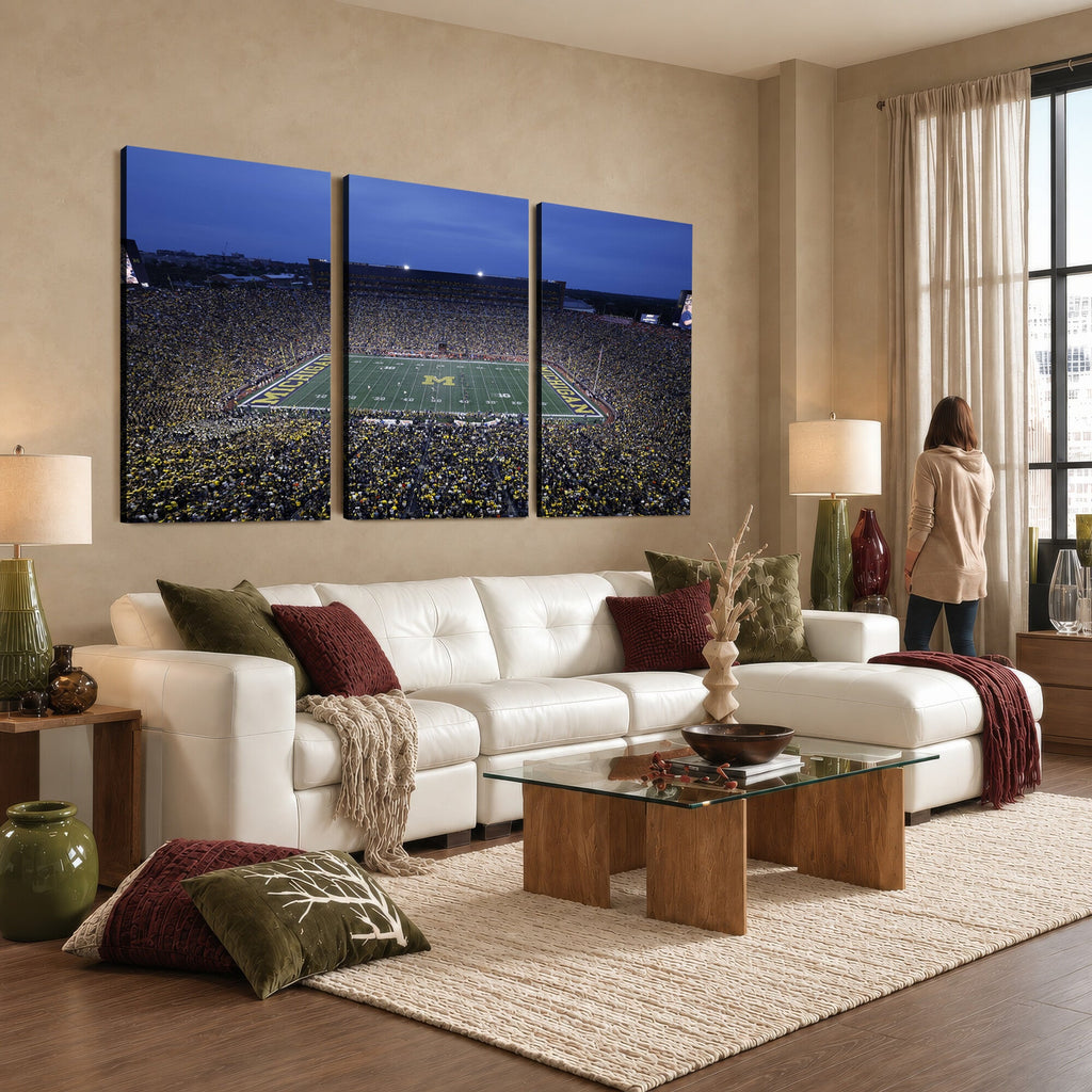University of Michigan Wolverines Football Team Print, Ann Arbor, Home Bar Wall Decor