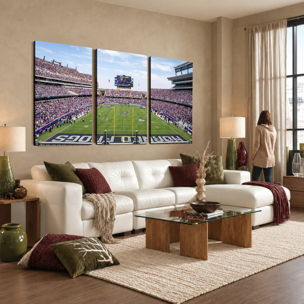 TCU Horned Frogs Football Team Print, Fort Worth Amon G. Carter Stadium, Framed and Ready to Hang