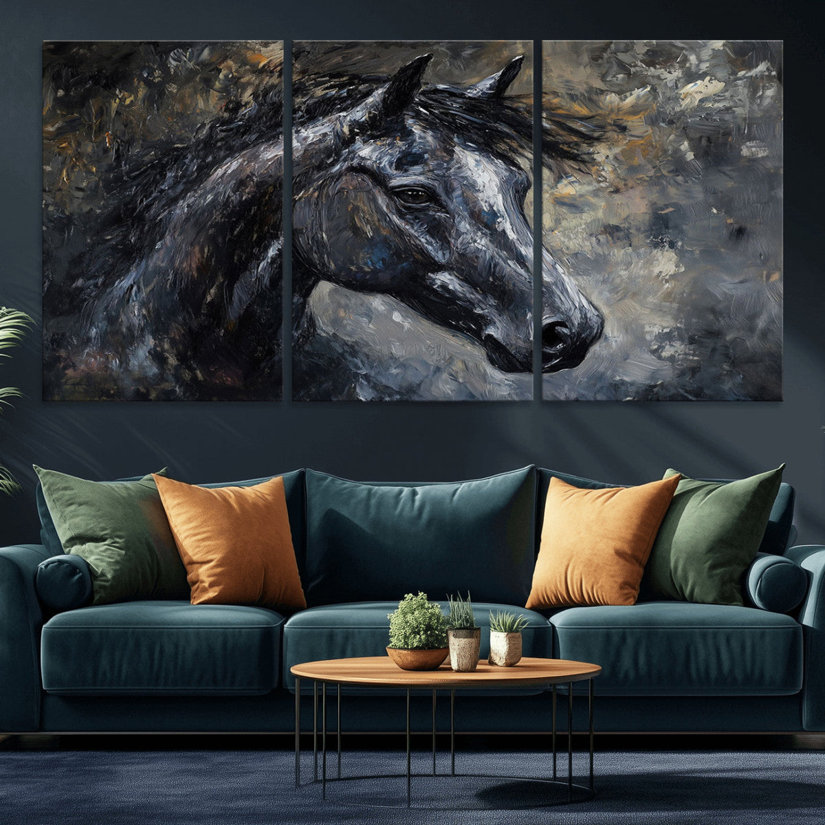 Large Abstract Horse Wall Art Canvas Print, Farmhouse Wall Art