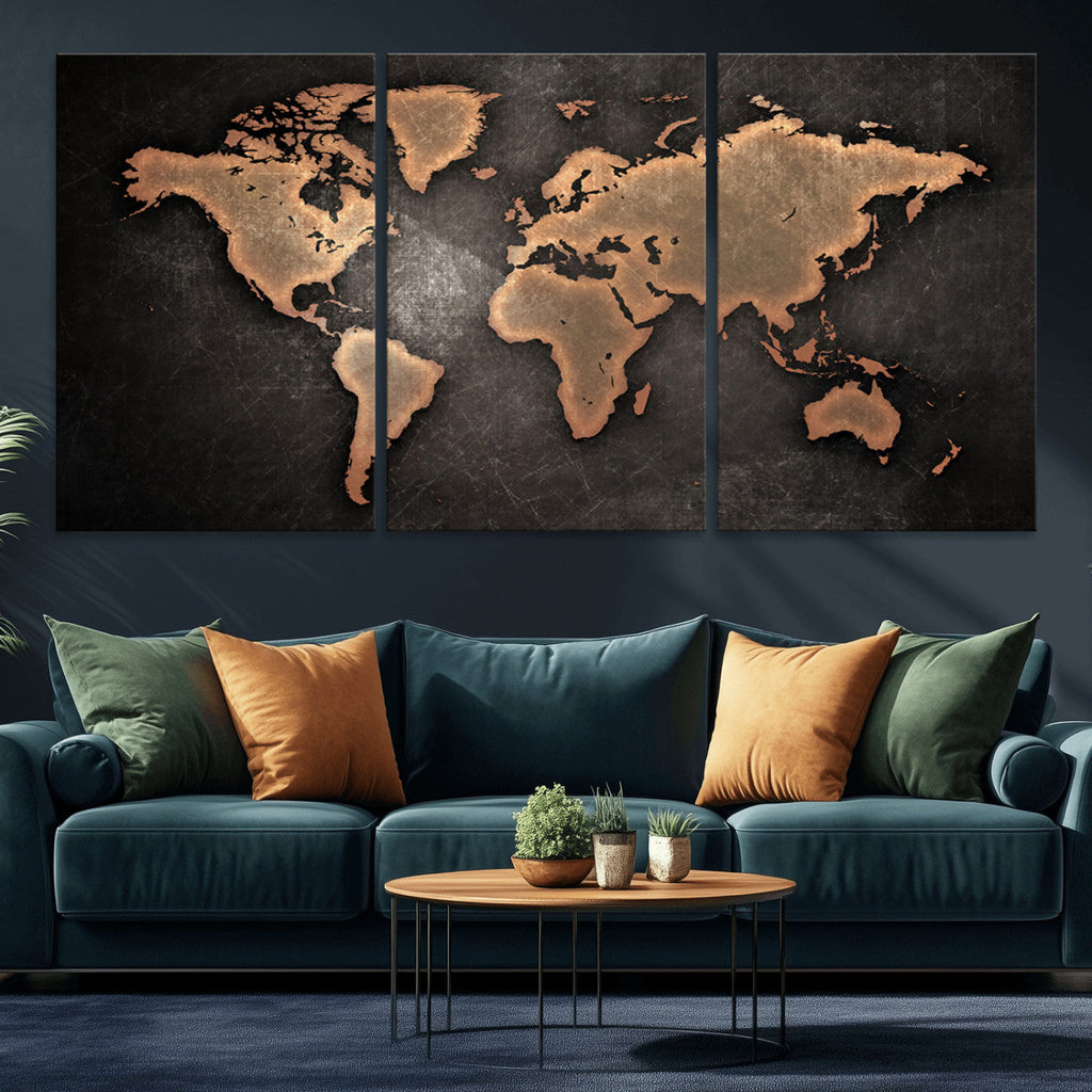 World Map Canvas Print | Framed Travel Map Wall Art for Couples