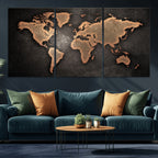 World Map Canvas Print | Framed Travel Map Wall Art for Couples