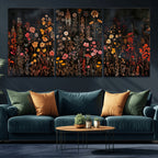Large Floral Painting Print Illustration Flowers Canvas Wall Art