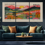 Yayoi Kusama 1986 Wall Art Print, Wabi Sabi Japanese Vibrant Abstract Landscape Canvas