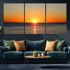 Golden Horizon Sunset Over Ocean Wall Art Canvas Print | Tropical Beach Canvas