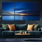 Blue Sunset Ocean Canvas Wall Art Print | Serene Coastal Horizon