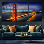 Large Wall Art San Francisco Canvas Print - Wonderful Golden Gate Bridge at Twilight