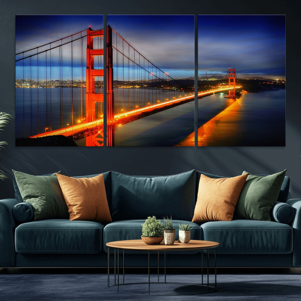 Large Wall Art San Francisco Canvas Print - Wonderful Golden Gate Bridge at Twilight