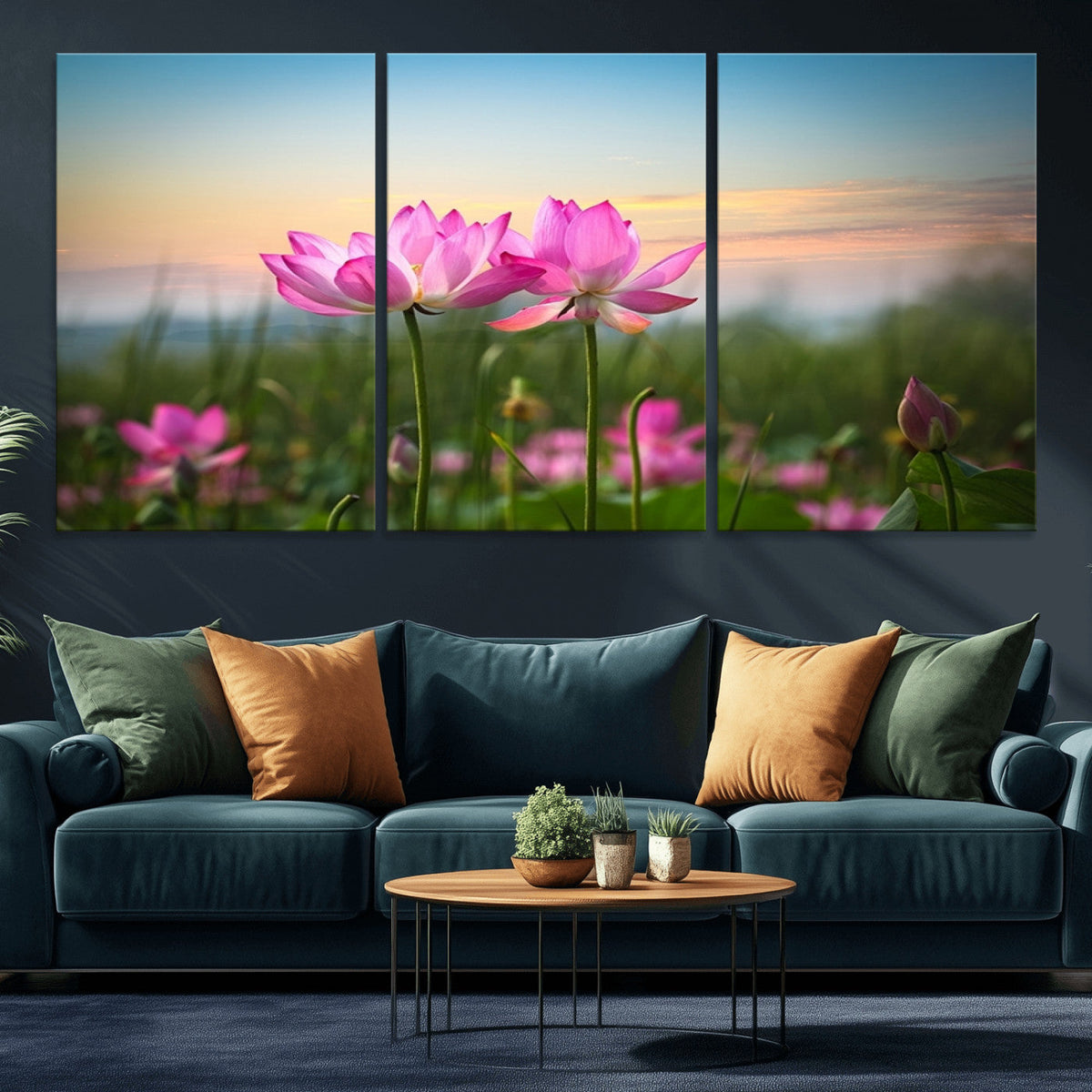 Pink Flower on the Mountain Canvas Print, Framed Pink Flower Canvas Wall Art