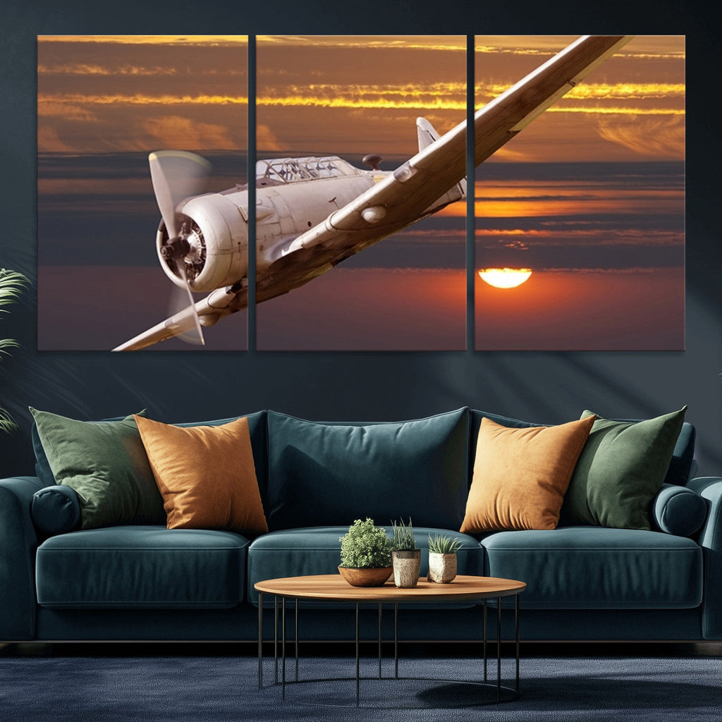 Old War Plane Wall Art Canvas Print