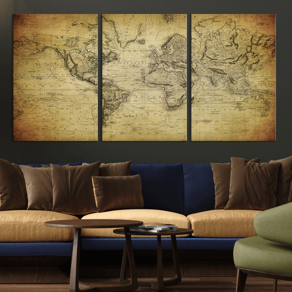 Push Pin World Map Canvas Print | Travel Tracker Wall Art