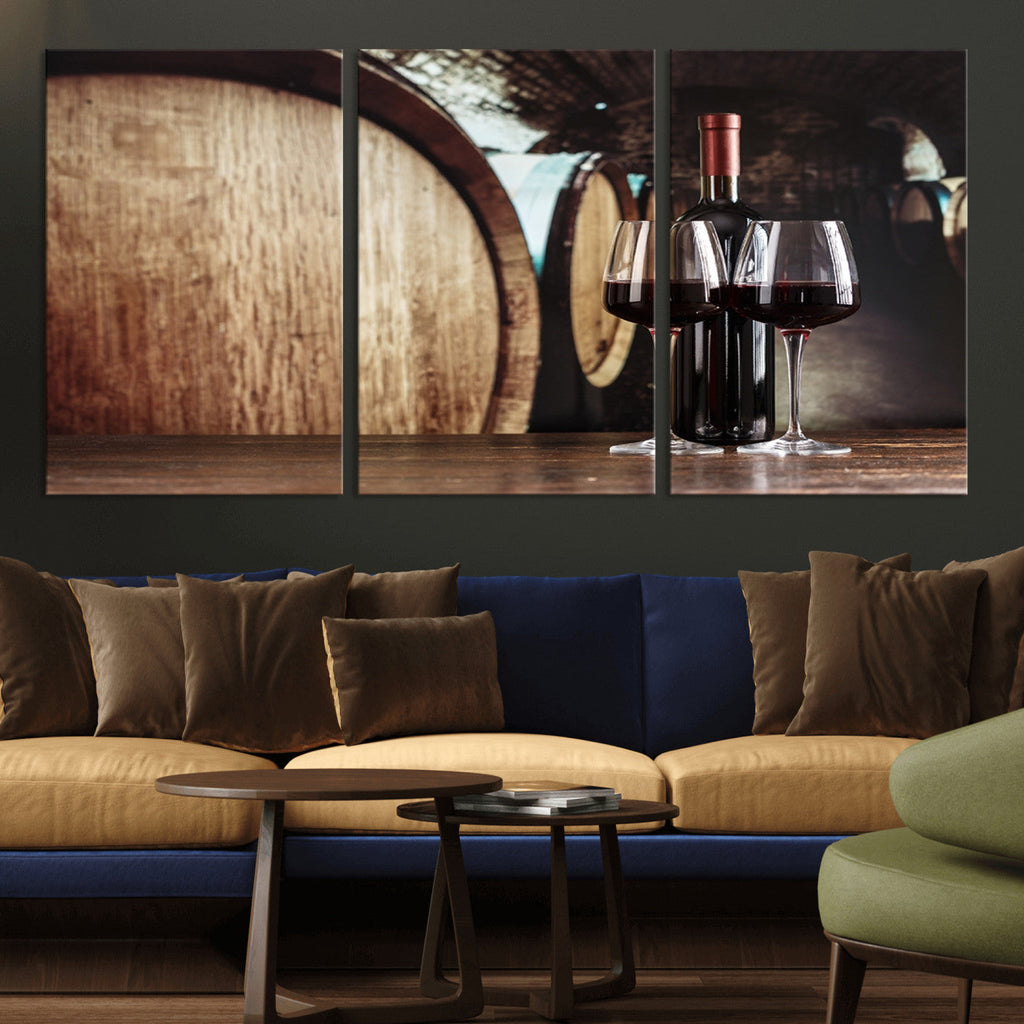 Wine and Barrel Wall Art Canvas Print