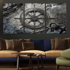Ship Steering Wheel Vintage Wall Art Canvas Print