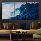 Ocean Wave at Sunset Canvas Art, Large Wall Print of Vibrant Water Waves
