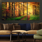 Sunlight Through Trees Wall Art Canvas Print | Autumn Forest Wall Art