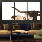 Texas Longhorn Wall Art Canvas Print, 3-Panel