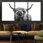 Fanny Scottish Highland Cow Cattle Art Print Farmhouse Wall Art Canvas Print