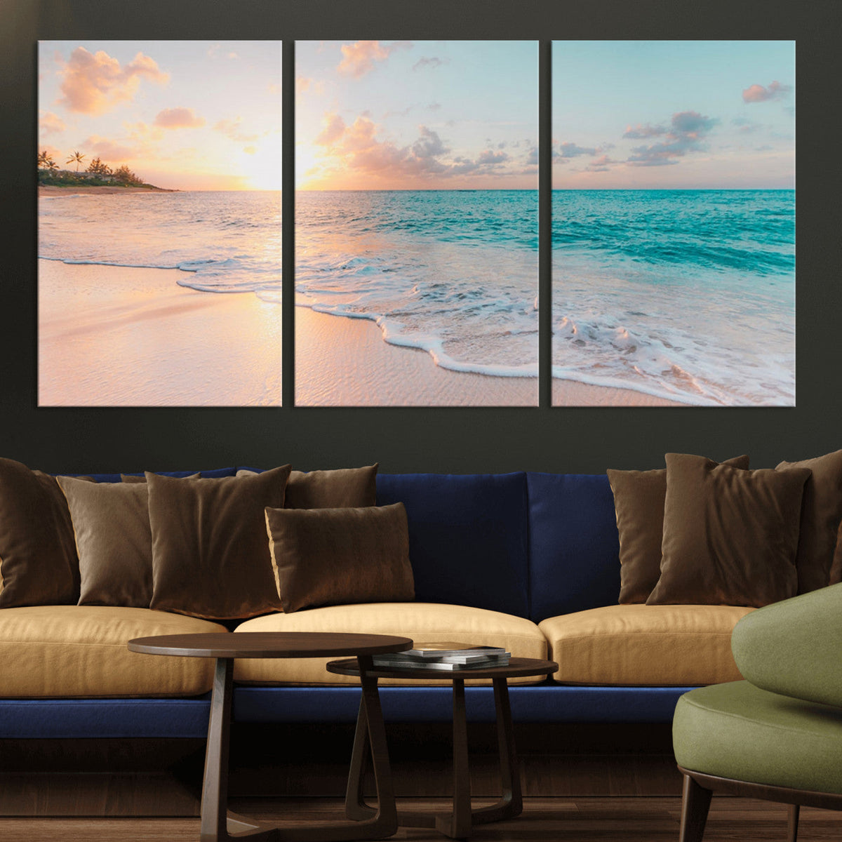 Beach Wall Art, Stunning Ocean Sunset Canvas Print with Coastal Design for Relaxing Home Decor