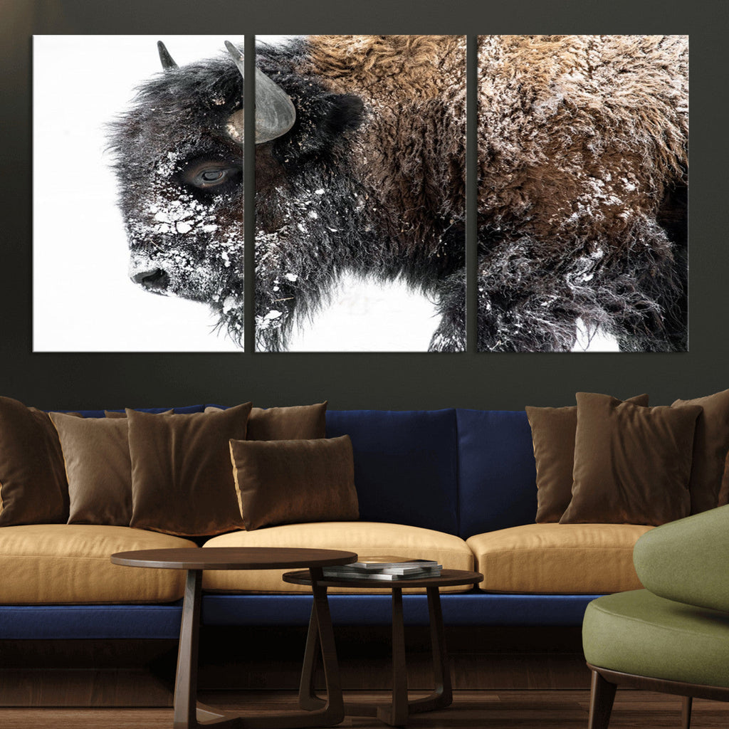 American Bison Wall Art Print, Majestic Buffalo Canvas Print for Living Room or Office