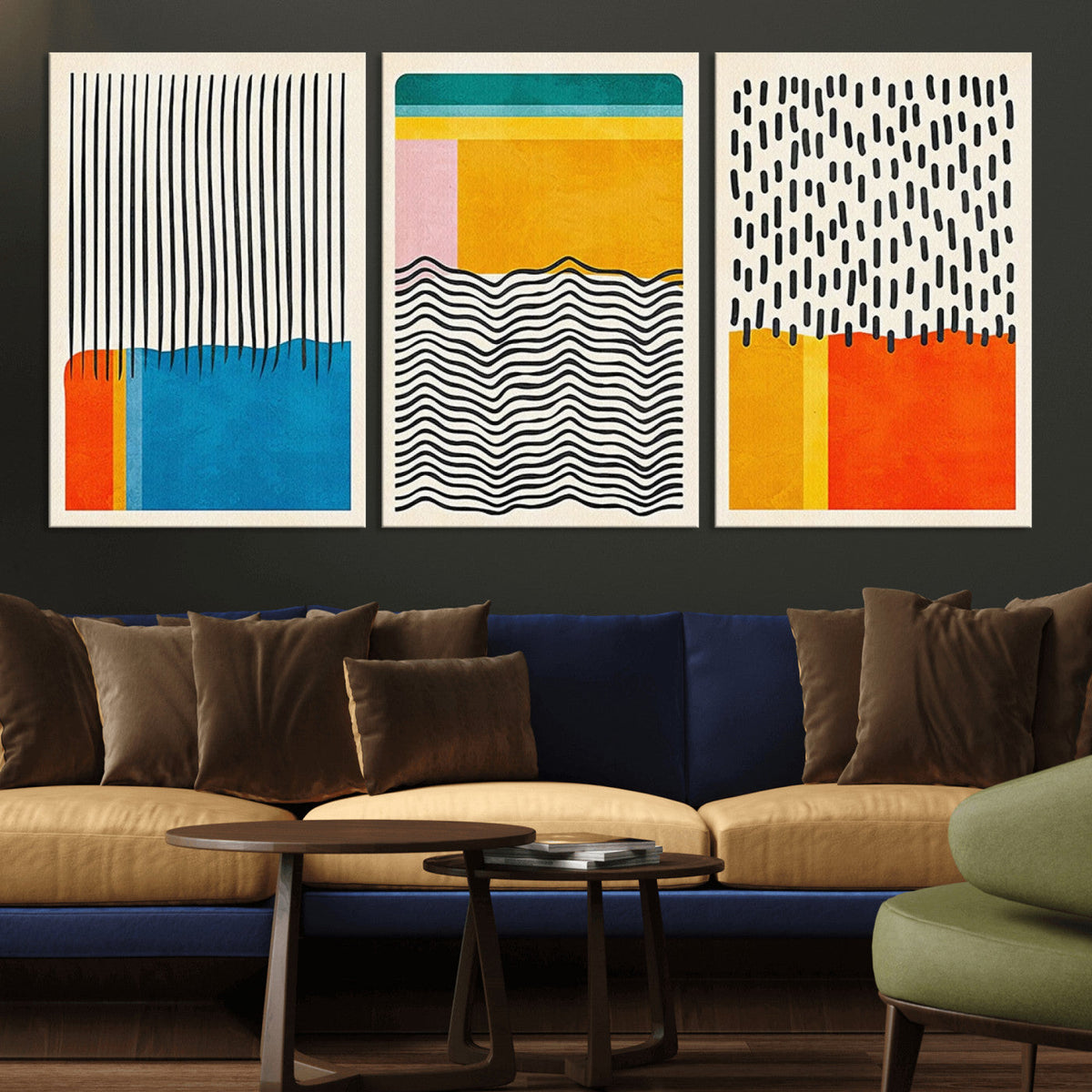 Canvas Print Wall Art Abstract Illustration Art Boho, Framed Abstract Boho Art