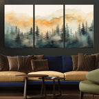 Abstract Forest Print | Mountain Wall Art | Autumn Landscape Canvas Print