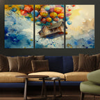 UP-Inspired Floating House with Balloons Canvas Art | Colorful Wall Decor