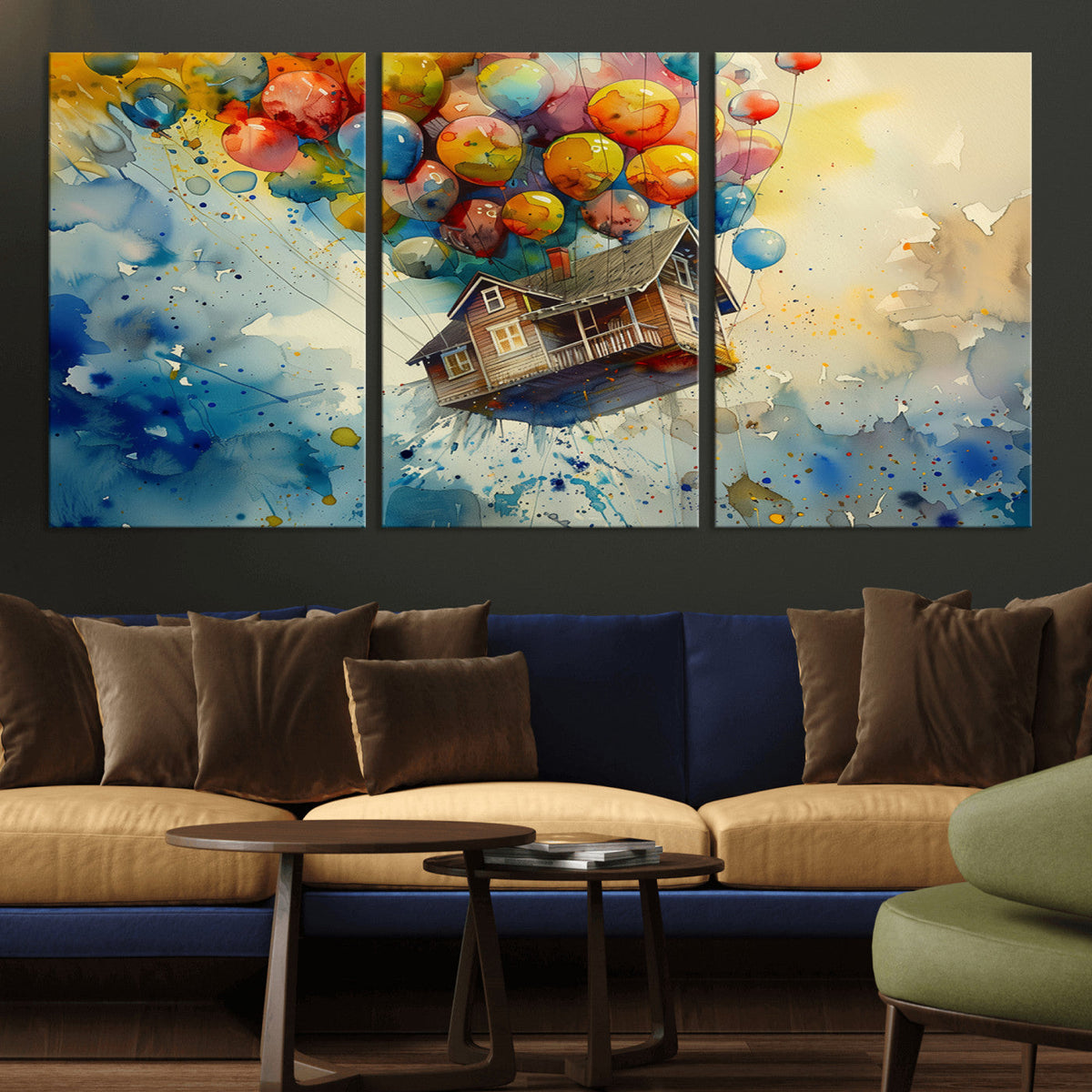 UP-Inspired Floating House with Balloons Canvas Art | Colorful Wall Decor