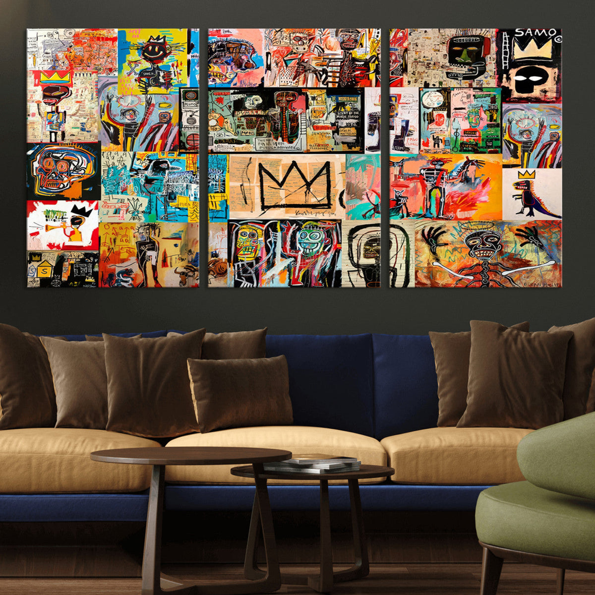 Abstract Art Collage Wall Art Canvas Print, Urban Graffiti Style
