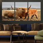 Highland Cow Canvas Wall Art Animal Print for Farm House Decor