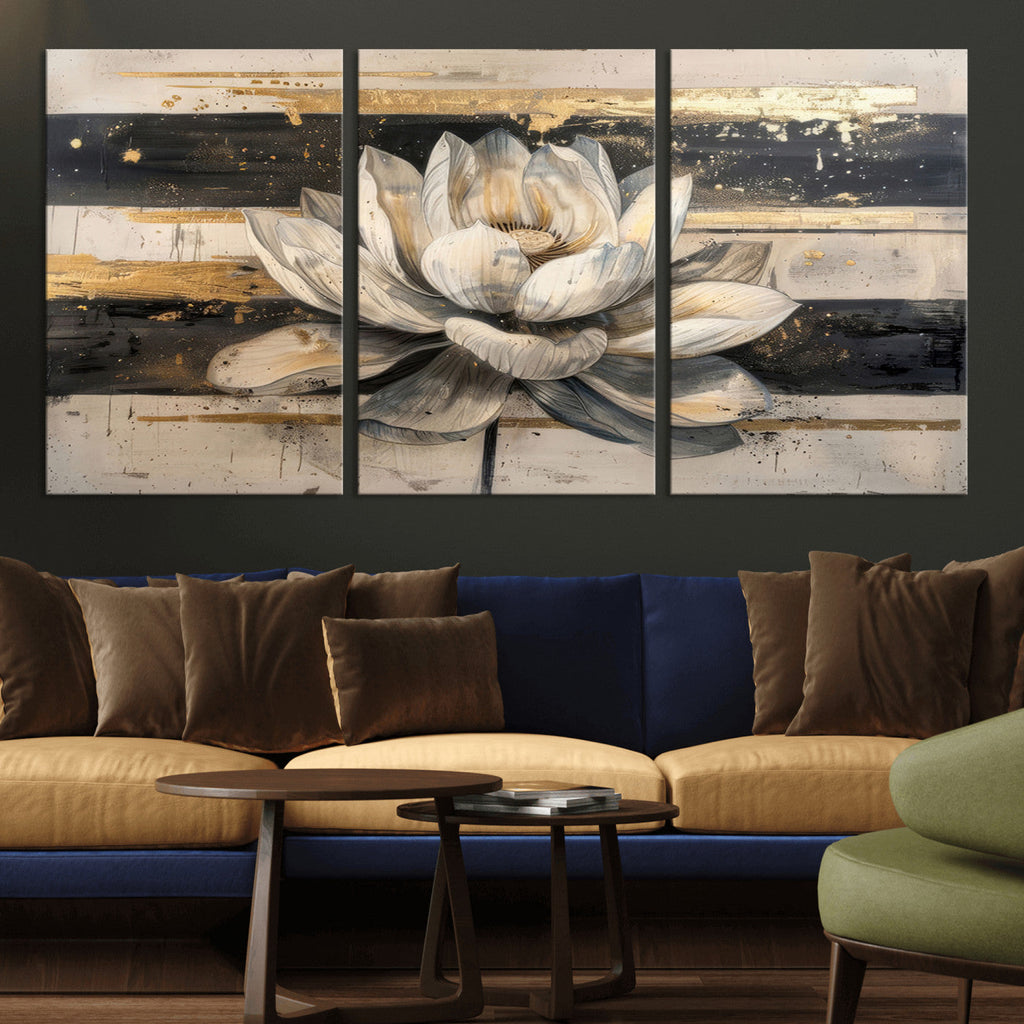 Lotus Flower Wall Art | Framed Abstract Floral Canvas