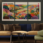 Framed Yayoi Kusama 1986 Wall Art Print | Japanese Wabi Sabi Vibrant Abstract Landscape Canvas