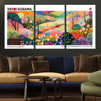 Framed Yayoi Kusama 1986 Wall Art Print | Japanese Wabi Sabi Vibrant Abstract Landscape Canvas