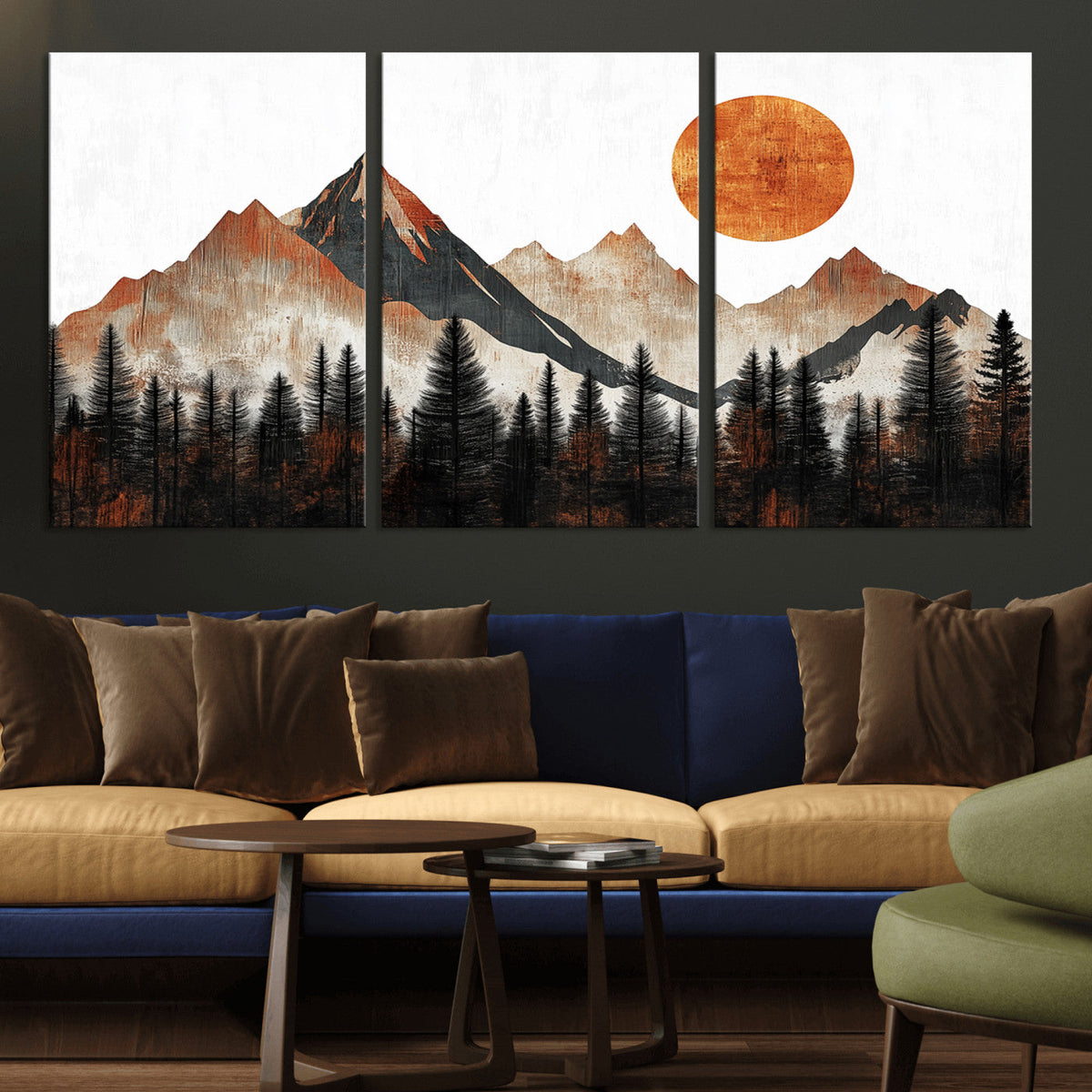 Modern Abstract Mountain Canvas Wall Art Print