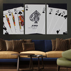 Poker Wall Art - Playing Cards Canvas Wall Art Print - Ace of Spades and Royal Flush Design