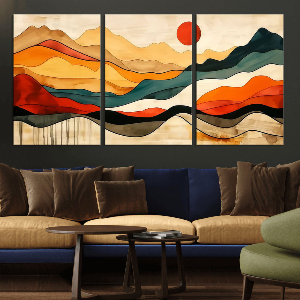 Abstract Mountain Wall Art | Framed Colorful Landscape Canvas