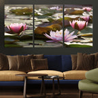 Lotus Flower Wall Art Canvas Print, Water Lily Large Wall Art for Yoga Room Decor
