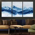Blue Mountains Wall Art | Framed Snowy Range Canvas Artwork