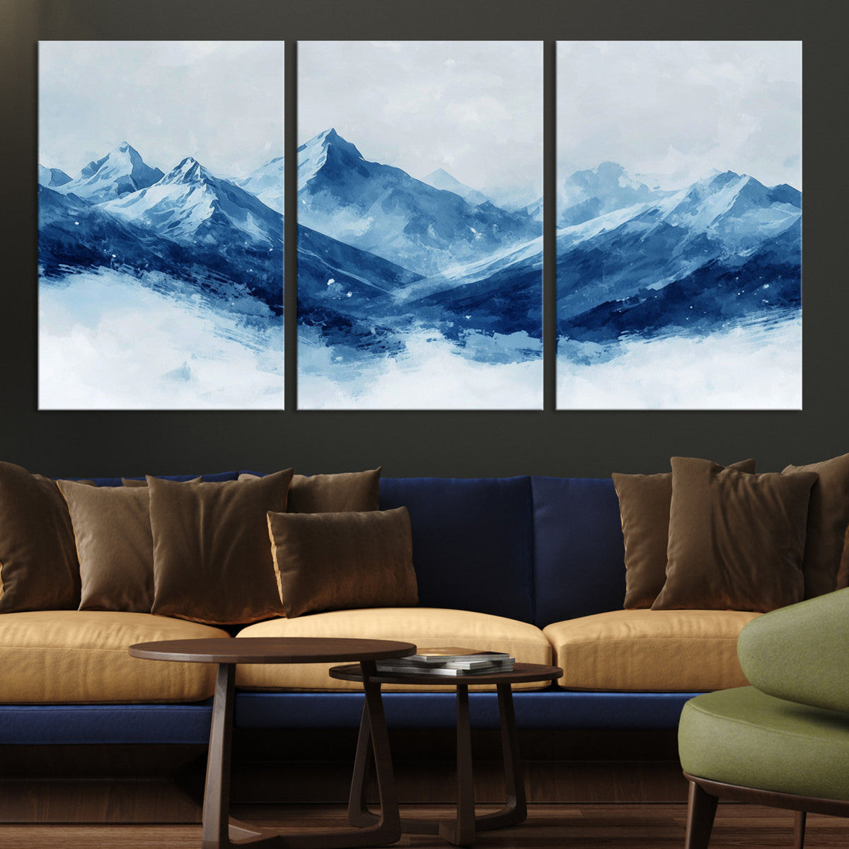 Blue Mountains Wall Art | Framed Snowy Range Canvas Artwork