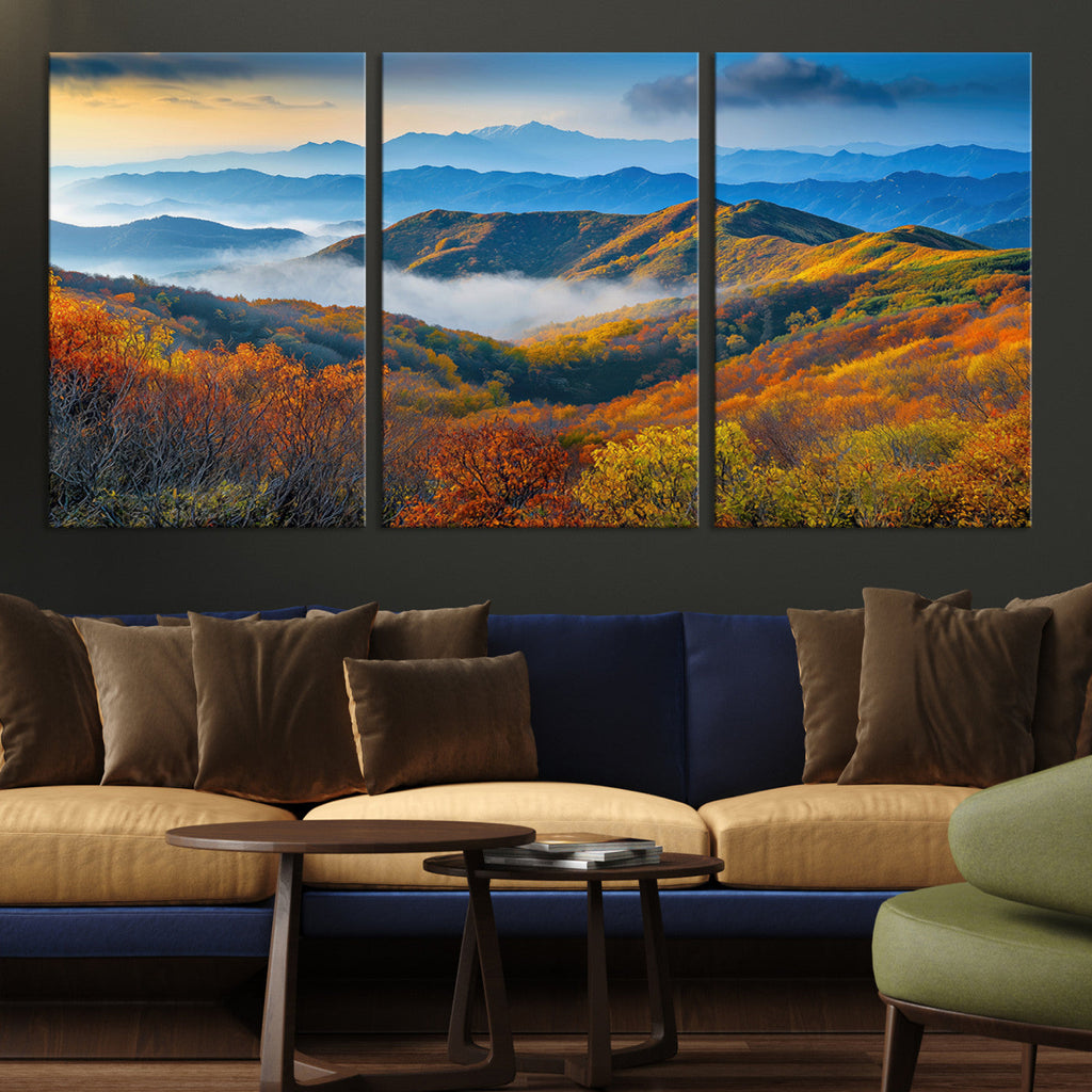 Autumn Mountains Wall Art, Vibrant Fall Foliage Landscape