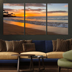 Tropical Beach Wall Art | Framed Sunset Ocean Canvas