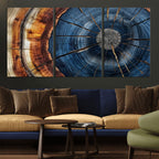 Framed Abstract Tree Ring Wall Art Print, Natural Rustic Wood Grain Canvas Print