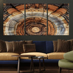 Tree Rings Wall Art Canvas Print, Rustic Wood Grain