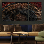 Dark Wood Ring Wall Art Canvas Print, Framed Abstract Tree Slice Print, Rustic Wood Grain Decor