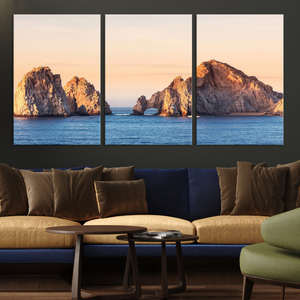 El Arco Wall Art Canvas Print, Framed Cabo San Lucas Ocean Arch Coastal Art