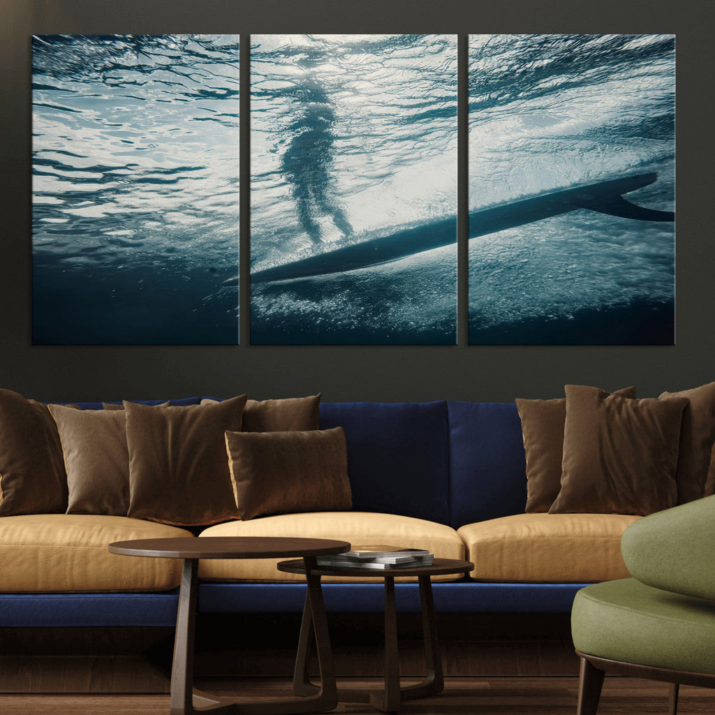 Underwater Surf Wall Art | Framed Ocean Wave Canvas Artwork