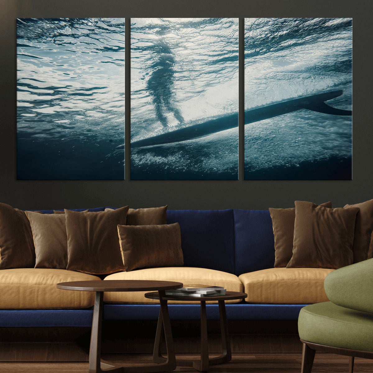 Underwater Surf Wall Art | Framed Ocean Wave Canvas Artwork