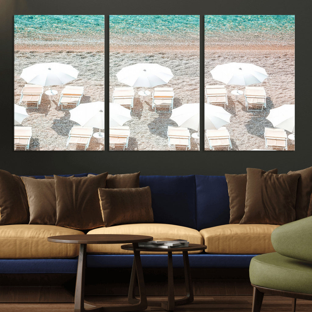 Calm Beach Wall Art | Framed Turquoise Water Canvas Artwork