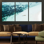Minimal Beach Wall Art | Framed Ocean Swimming Canvas