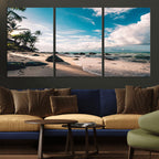 Tropical Beach Wall Art Canvas Print, Framed Ocean Waves Relaxing Seascape