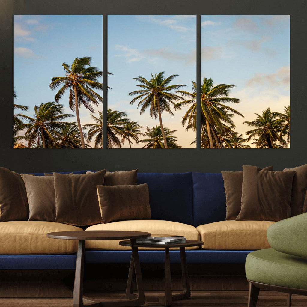 Palms Wall Art Canvas Print, Framed Tropical Coastal Nature Scene