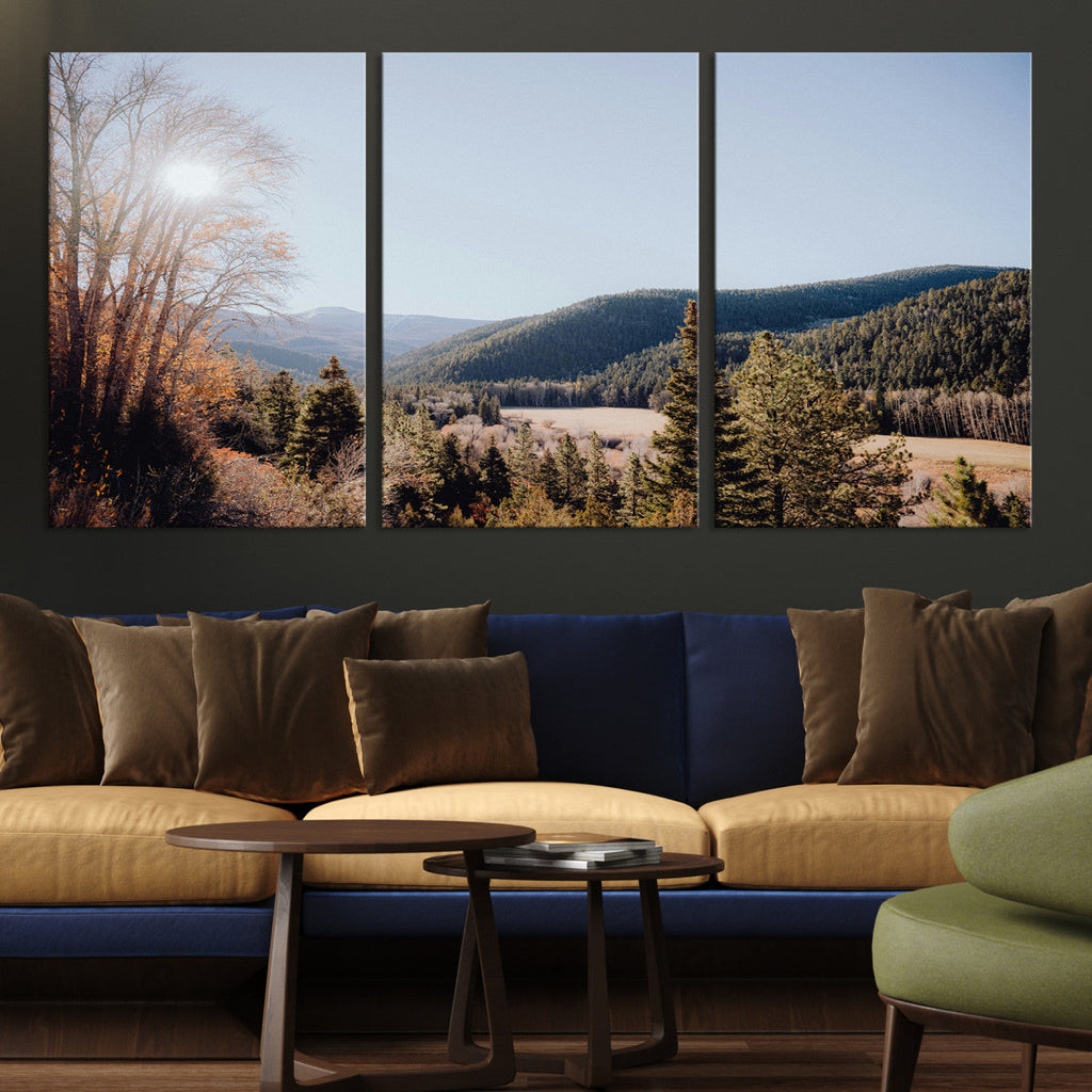 Rustic Landscape Wall Art Canvas Print, Serene Valley Scene